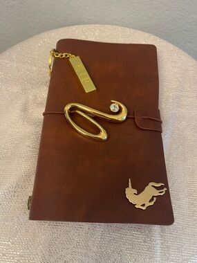 Brown Leather Journal with Vintage Gold bits